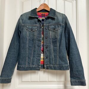 VTG Gap Fair Isle Lambswool Lined Vintage Fade Denim Jacket. Size XS
